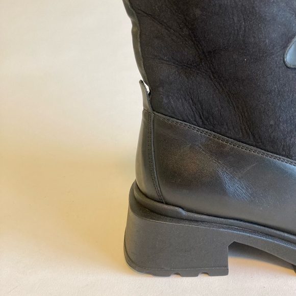 Fait au Canada Black Leather Fur Lining Lace Up Boots size 9 - Picture 3 of 16